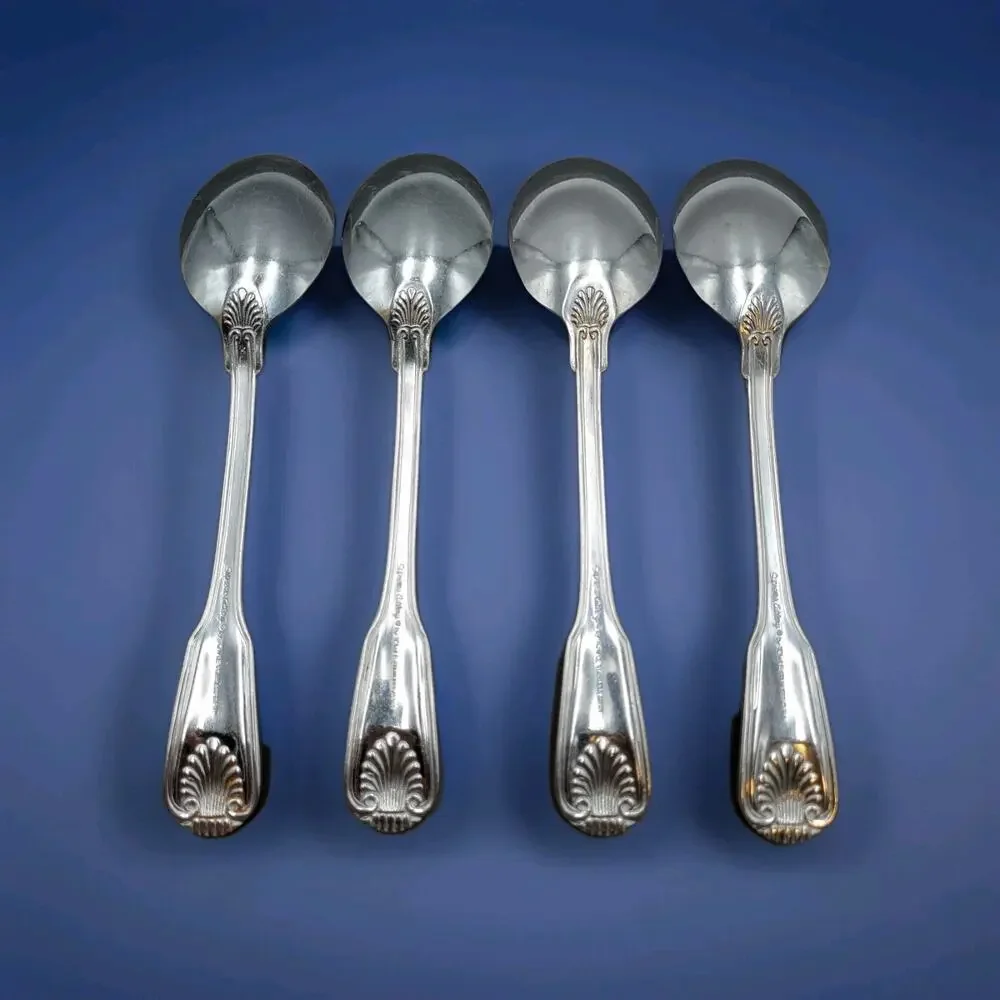 Towle London Shell Tablespoon JAPAN Stainless Flatware Set Of 4 Vtg